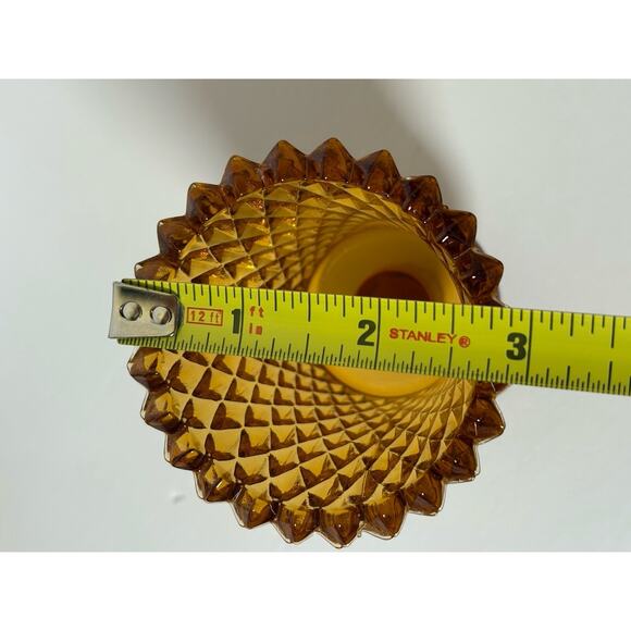 3 Home Interiors Amber & Clear Glass Votives Candle Holder Diamond Cut Grommet - Picture 13 of 16